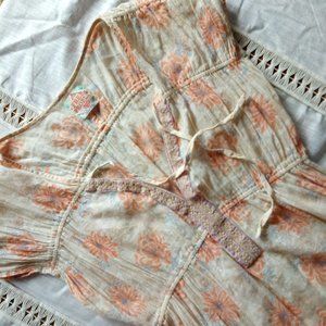 Gauze Free People Floral Tunic Small